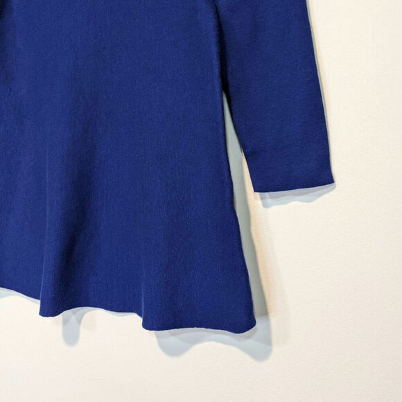 Chicos Blue Knit Tunic Sweater Raw Hem Boho Lagenlook Minimalist Artsy Small - Picture 3 of 10